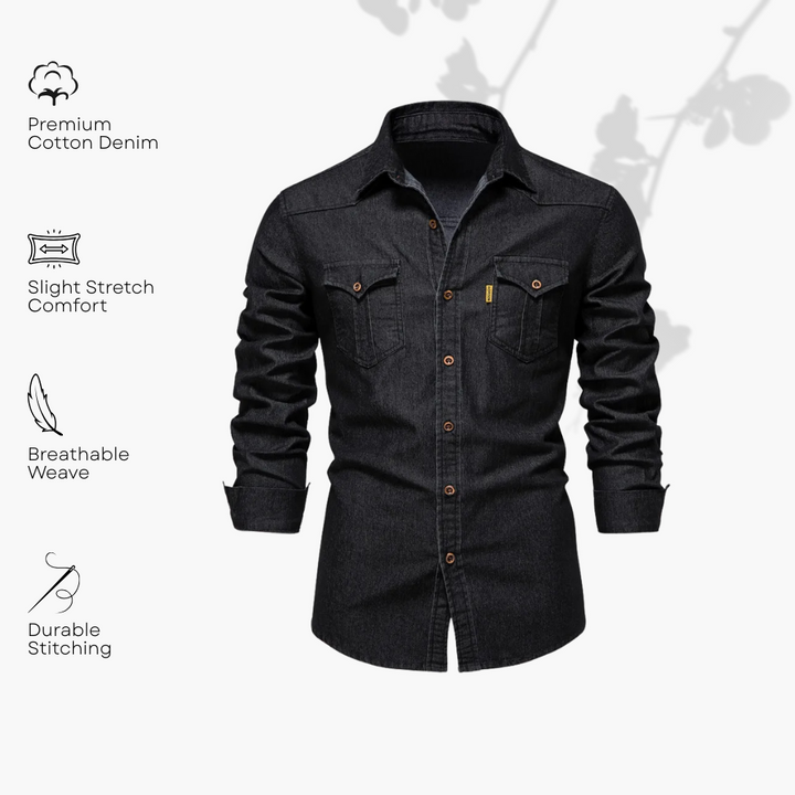 Saint Aurell AdaptiveFit Cotton Denim Shirt Slim Fit Long Sleeve