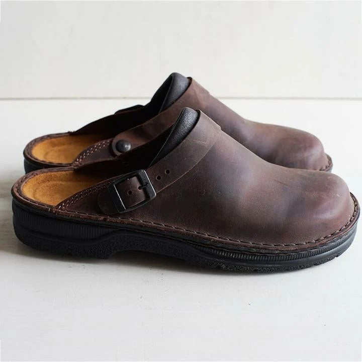 Elliot &amp; Stone Orthopedic Leather Clogs Non-Slip Breathable Casual Shoes