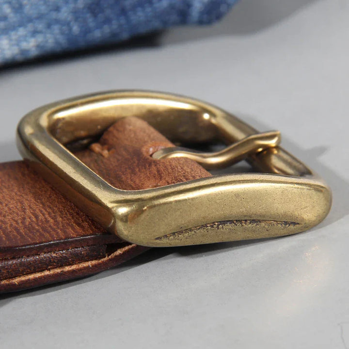 Elliot &amp; Stone Tahoe Genuine Cowhide Leather Belt Brass Buckle