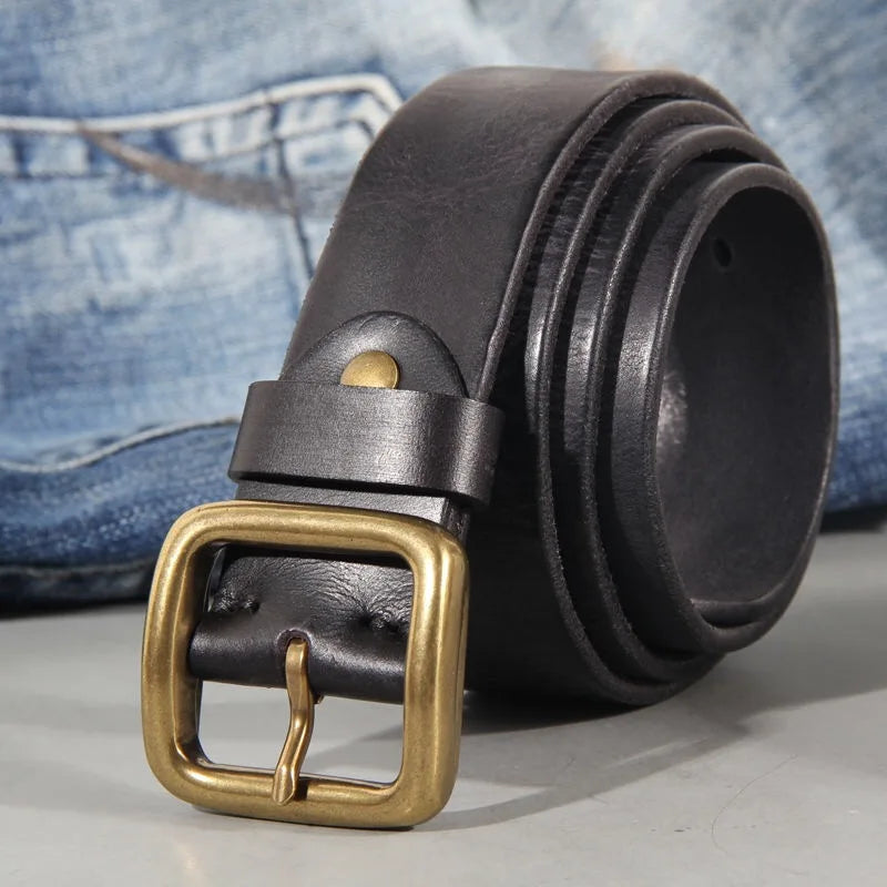Elliot &amp; Stone Tahoe Genuine Cowhide Leather Belt Brass Buckle