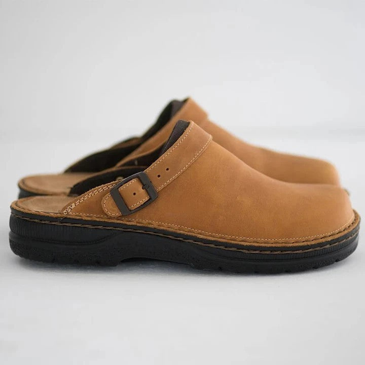 Elliot &amp; Stone Orthopedic Leather Clogs Non-Slip Breathable Casual Shoes