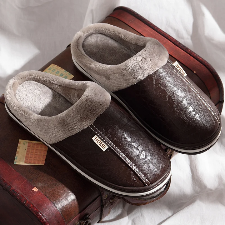 Elliot &amp; Stone Home Stead Cushion Slides Leather Indoor Slippers