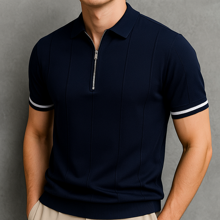 Saint Aurell Monza Knit Polo Shirt Quarter-Zip Cotton
