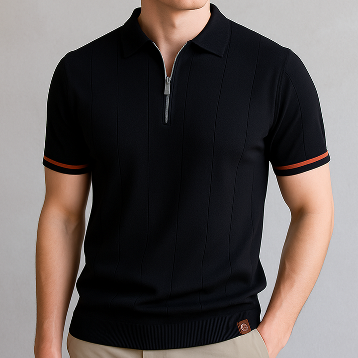 Saint Aurell Monza Knit Polo Shirt Quarter-Zip Cotton