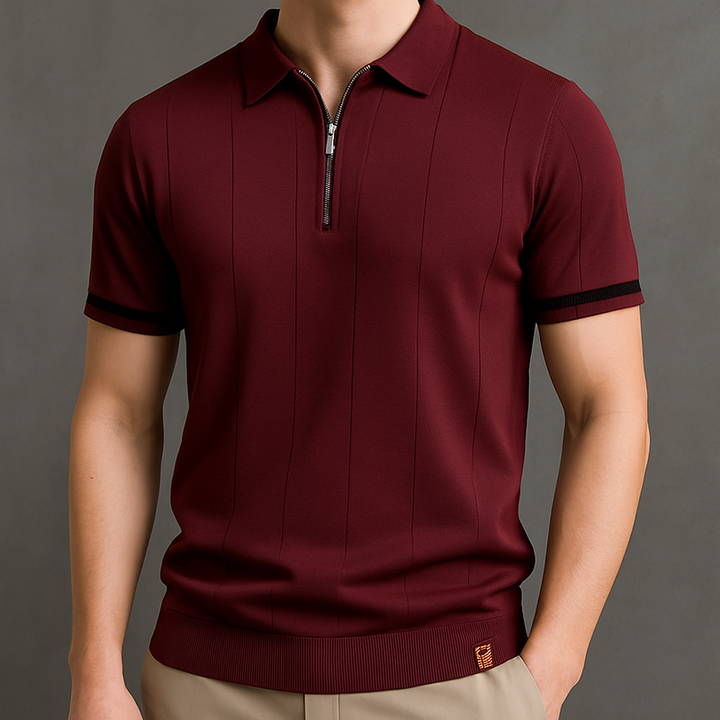 Saint Aurell Monza Knit Polo Shirt Quarter-Zip Cotton