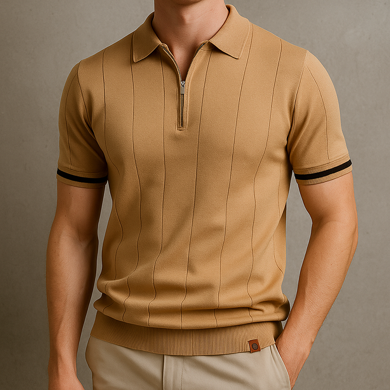 Saint Aurell Monza Knit Polo Shirt Quarter-Zip Cotton