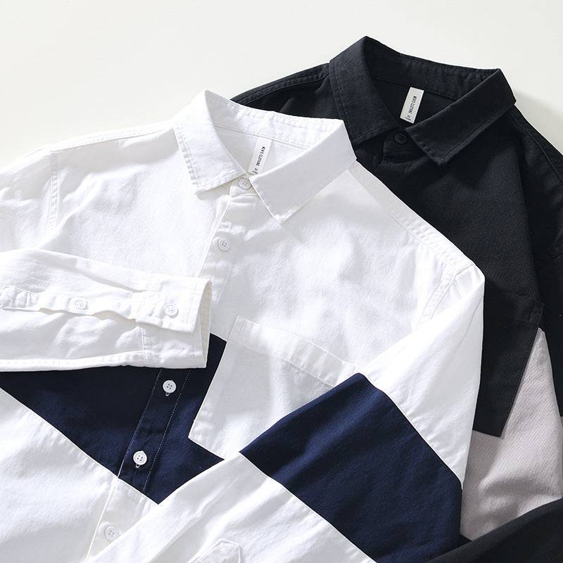 Saint Aurell Côte Panel Shirt Contrast Block Cotton