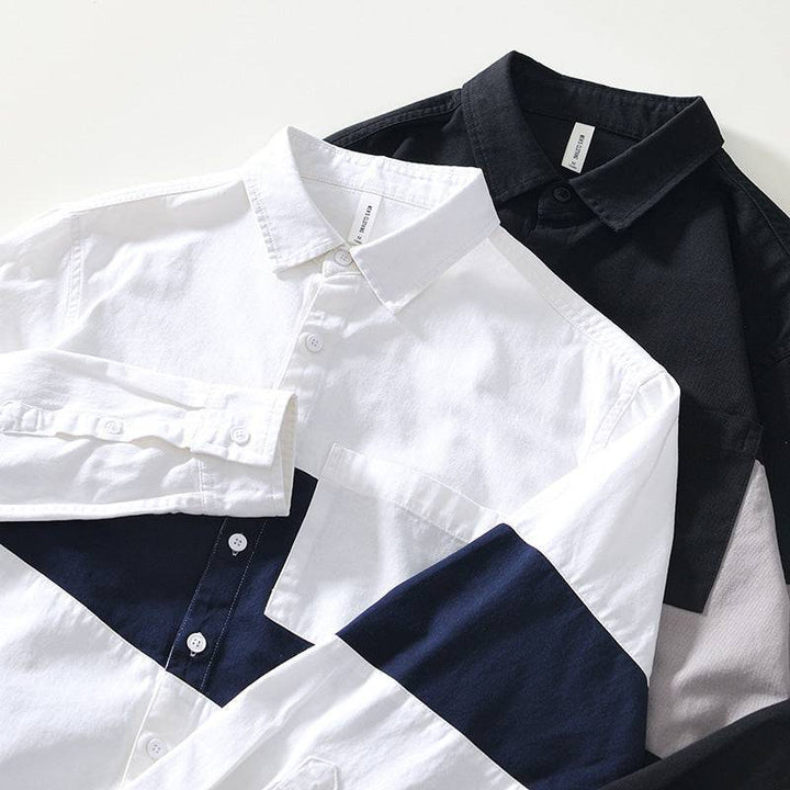 Saint Aurell Côte Panel Shirt Contrast Block Cotton