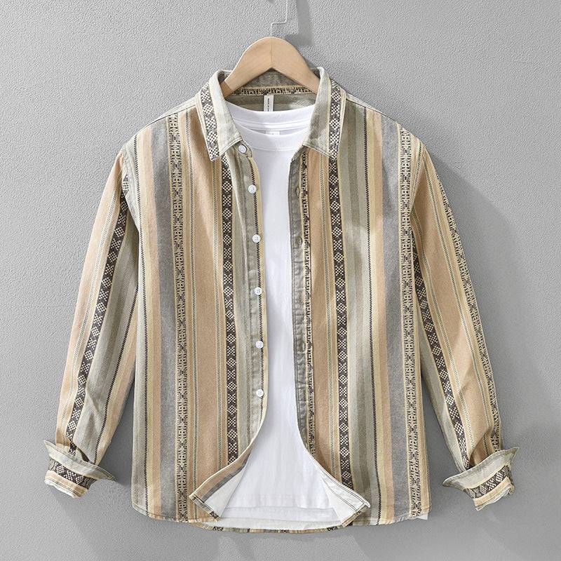 Saint Aurell Medina Shirt Cotton Textured Stripe Men's Button-Down