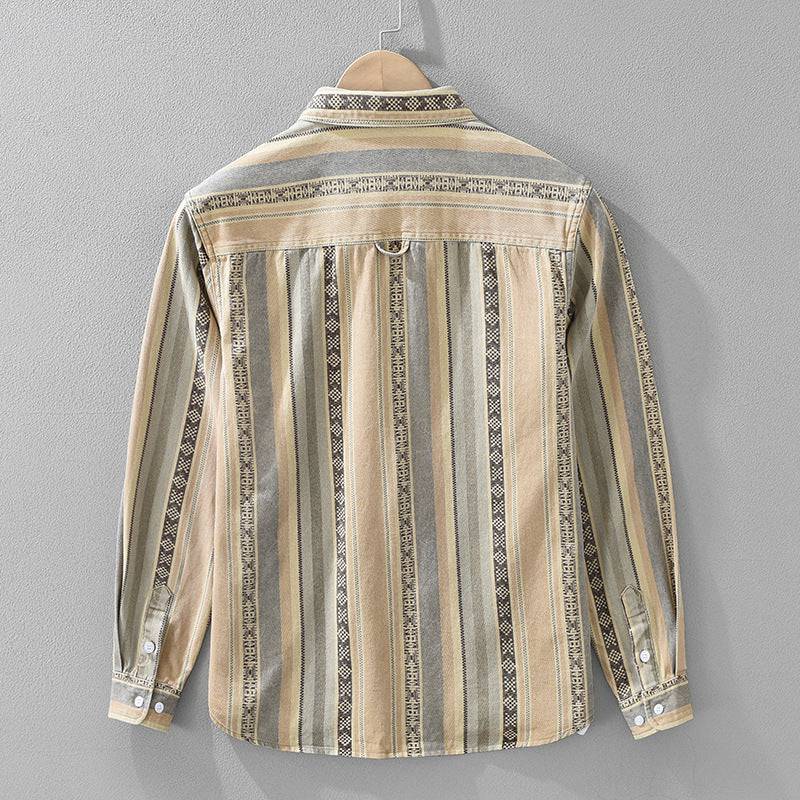 Saint Aurell Medina Shirt Cotton Textured Stripe Men's Button-Down