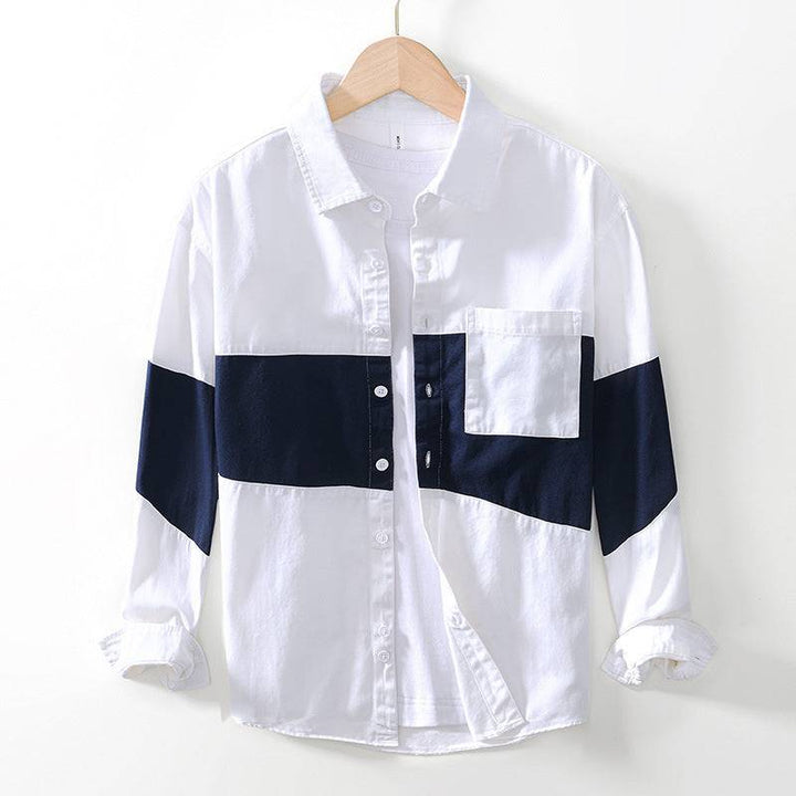 Saint Aurell Côte Panel Shirt Contrast Block Cotton