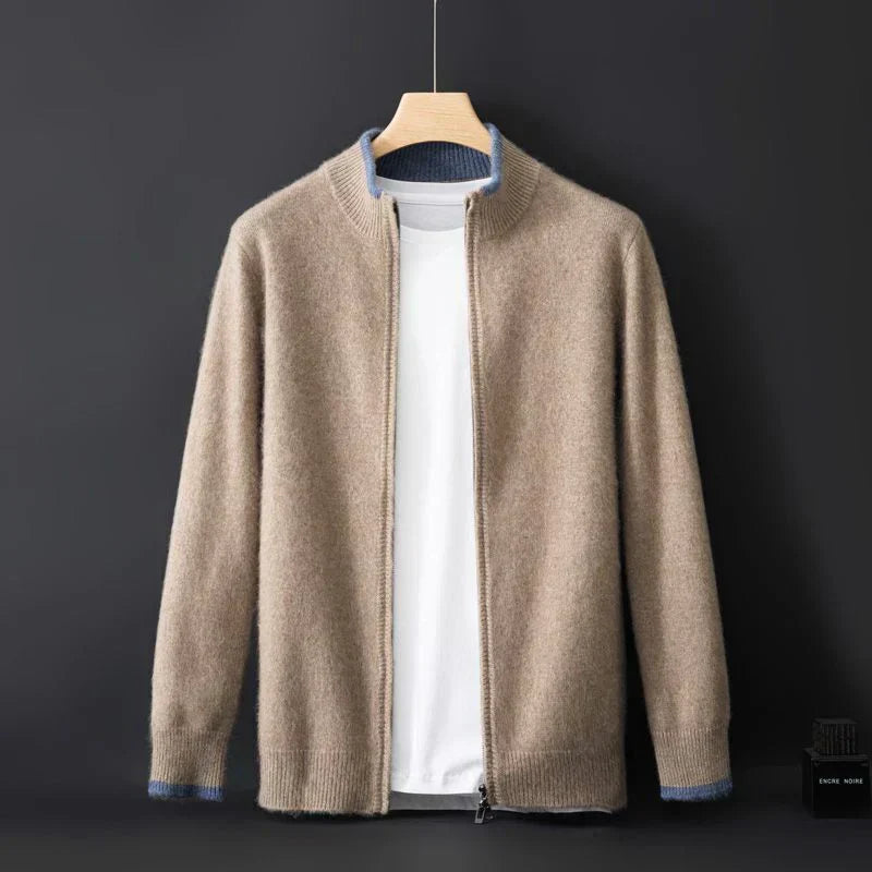 Saint Aurell Bellagio Cashmere Blend Full-Zip Sweater Ribbed