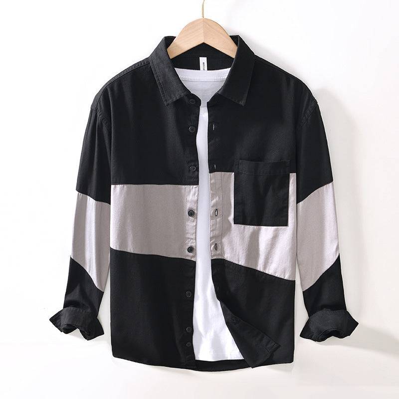 Saint Aurell Côte Panel Shirt Contrast Block Cotton