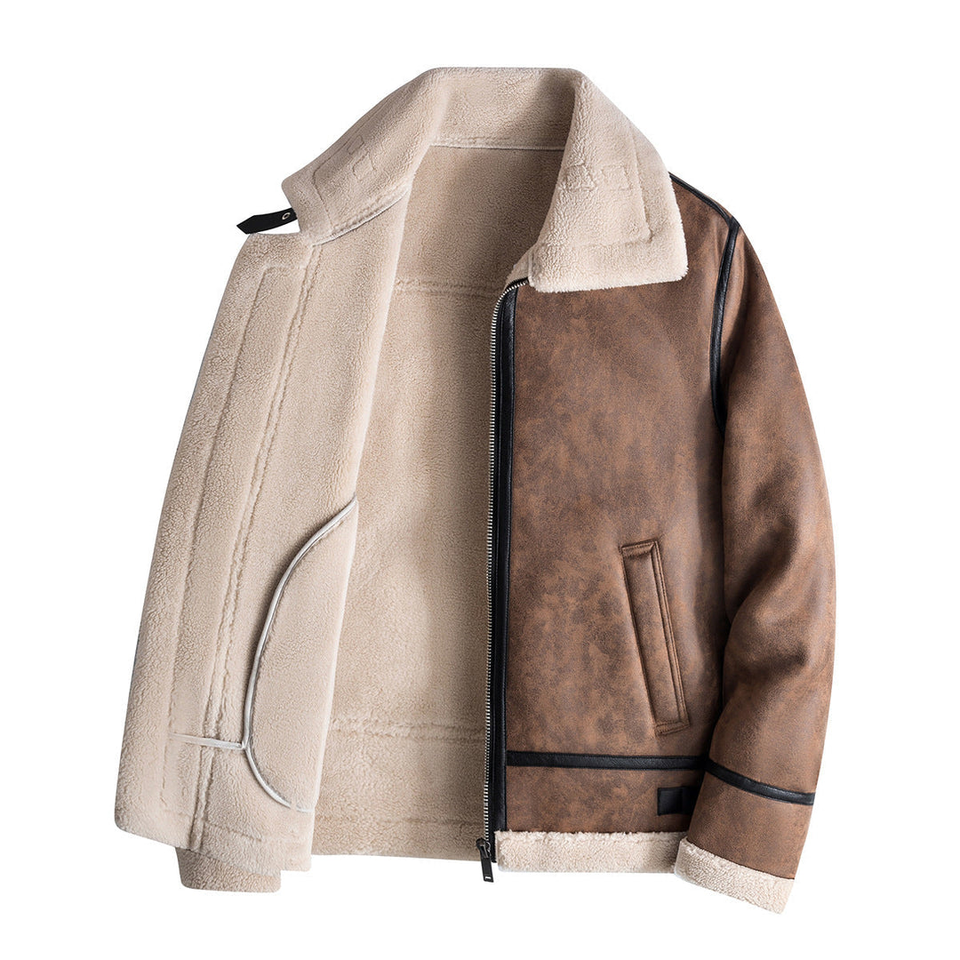 Saint Aurell Nordic Shearling Jacket Faux Leather Winter Coat