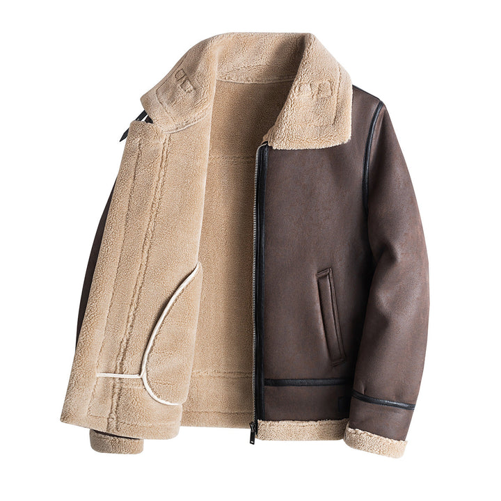 Saint Aurell Nordic Shearling Jacket Faux Leather Winter Coat