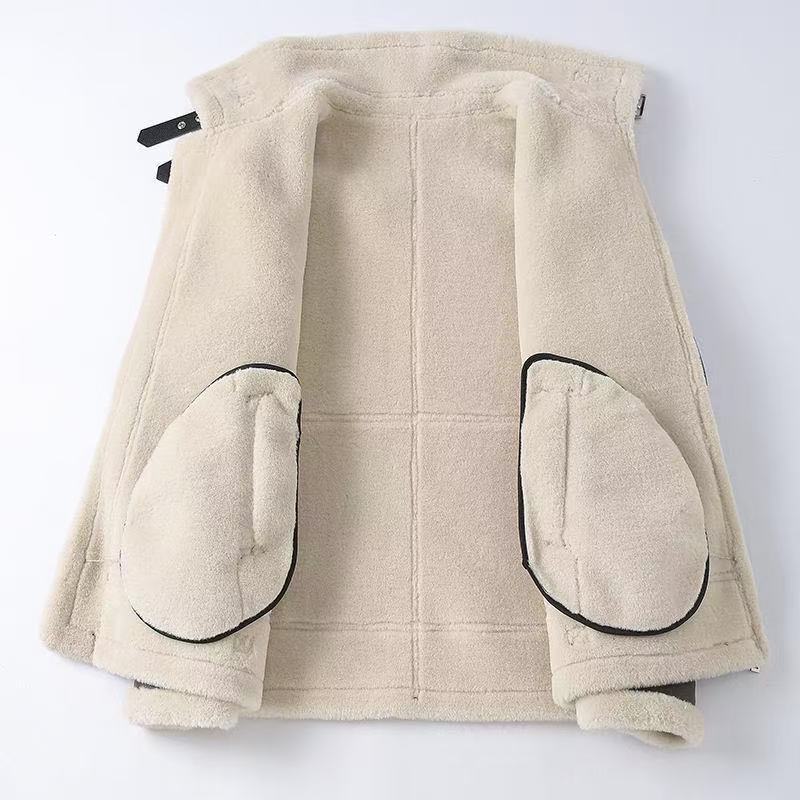 Saint Aurell Shearling Aviator Jacket Faux Leather Warm Coat