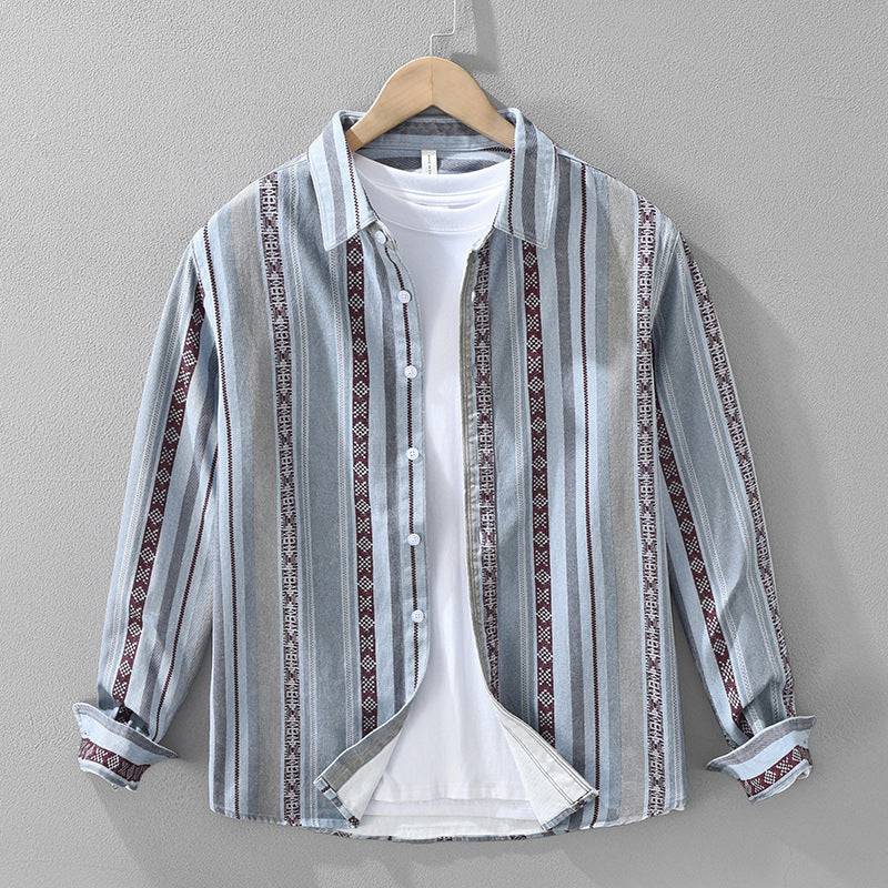 Saint Aurell Medina Shirt Cotton Textured Stripe Men&