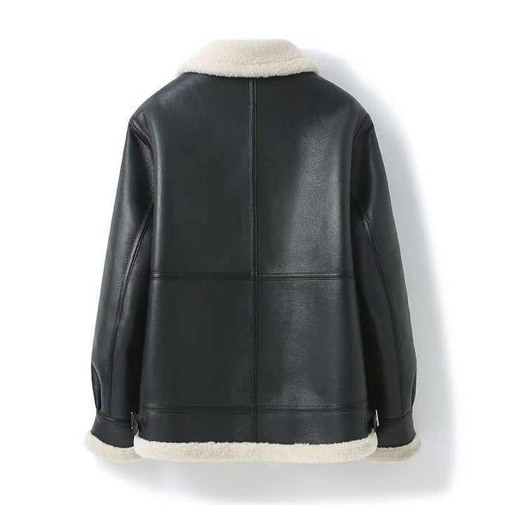Saint Aurell Shearling Aviator Jacket Faux Leather Warm Coat