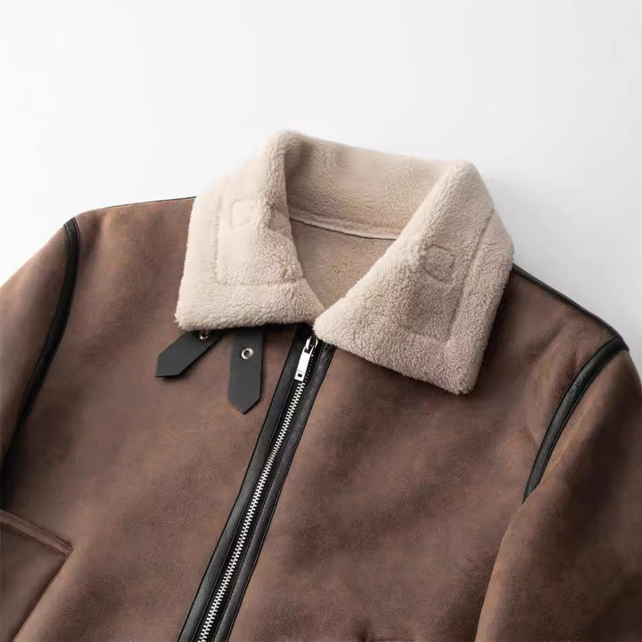 Saint Aurell Nordic Shearling Jacket Faux Leather Winter Coat
