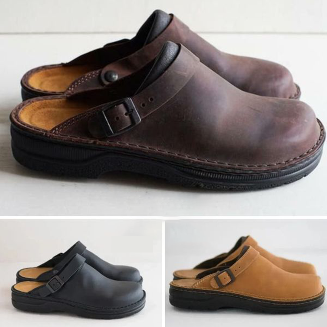 Elliot &amp; Stone Orthopedic Leather Clogs Non-Slip Breathable Casual Shoes