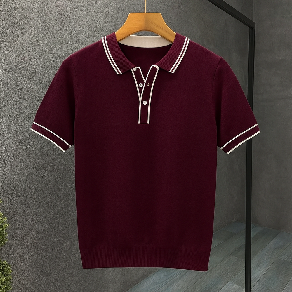 Saint Aurell Alessio Men's Knit Polo Shirt Breathable Fabric