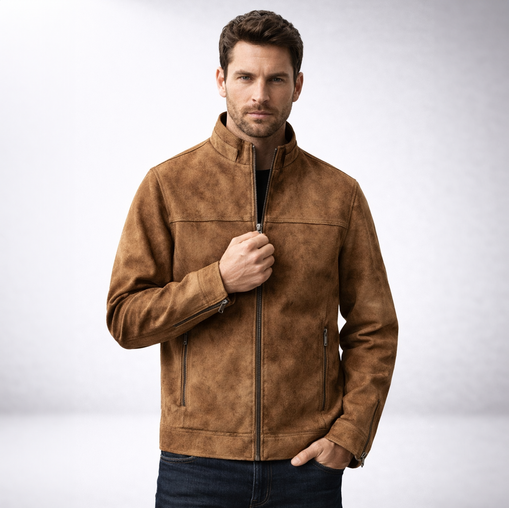 Saint Aurell Belmont Fleece-Lined Suede Jacket for Men