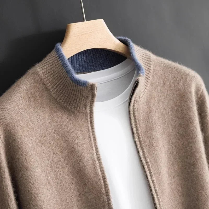 Saint Aurell Bellagio Cashmere Blend Full-Zip Sweater Ribbed