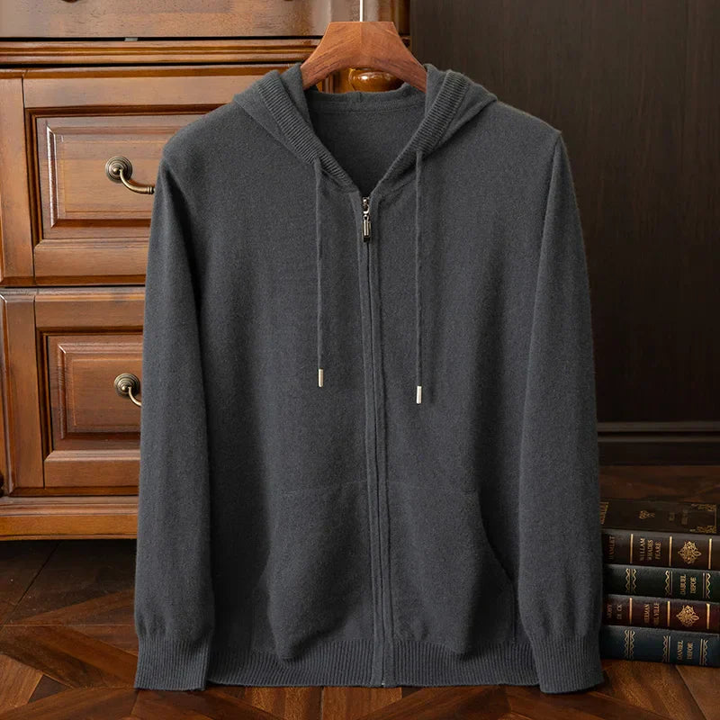 Saint Aurell Harrington Merino Wool Full Zip Hoodie Men's