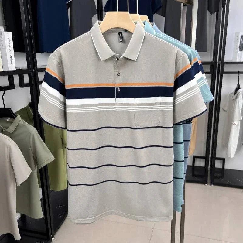 Saint Aurell Milano Horizon Polo Shirt Wave Pattern
