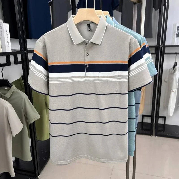 Saint Aurell Milano Horizon Polo Shirt Wave Pattern