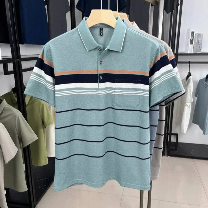 Saint Aurell Milano Horizon Polo Shirt Wave Pattern
