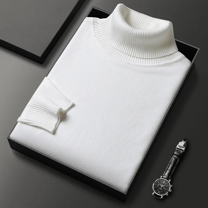 Saint Aurell Marco Slim Turtleneck Cotton Blend Long Sleeve Shirt