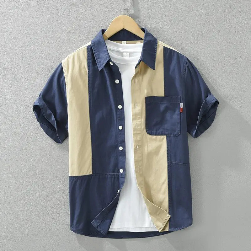 Saint Aurell Ashton Color-Block Short Sleeve Button-Down Shirt