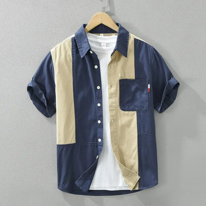 Saint Aurell Ashton Color-Block Short Sleeve Button-Down Shirt