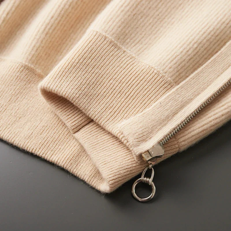 Saint Aurell Valen Cashmere Zip Knit High Collar Sweater