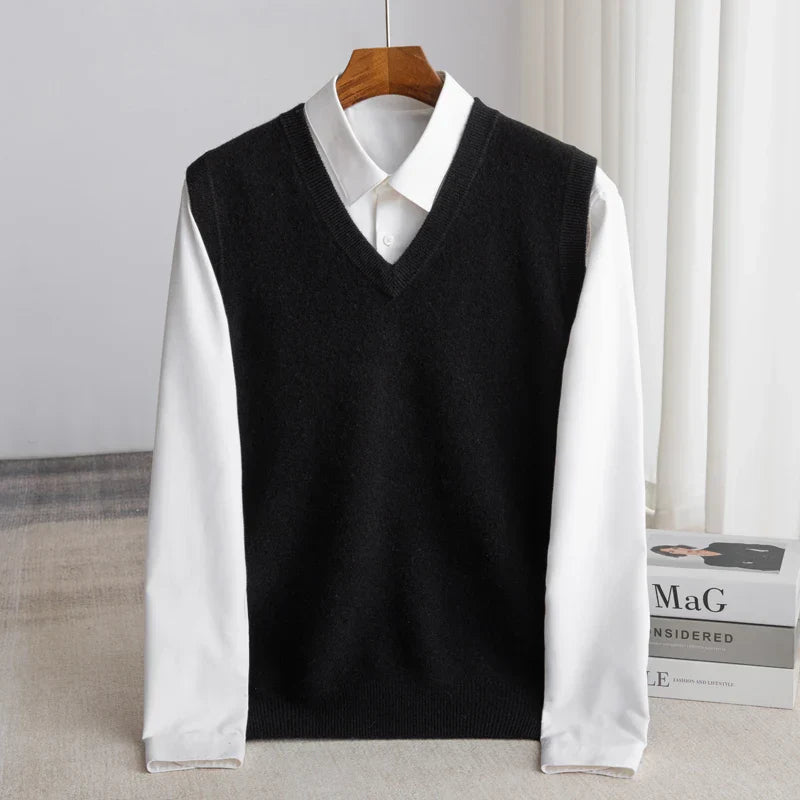 Saint Aurell Bellagio Merino Sweater Vest V-Neck Wool