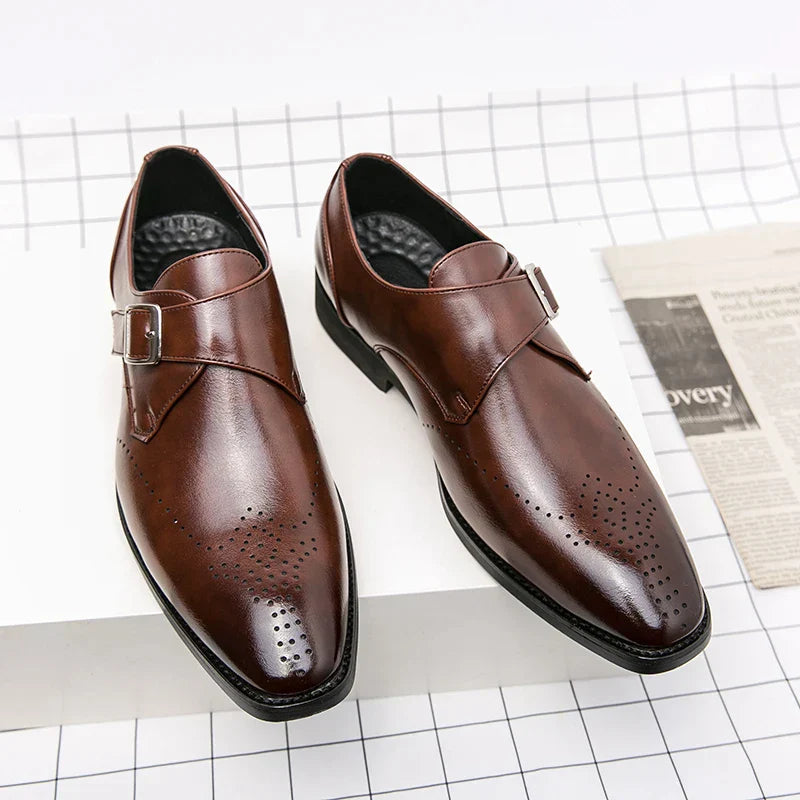 Elliot &amp; Stone Ashford Monk Strap Dress Shoes Perforated Toe