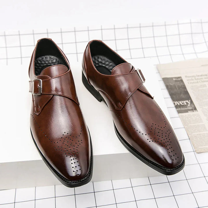 Elliot &amp; Stone Ashford Monk Strap Dress Shoes Perforated Toe