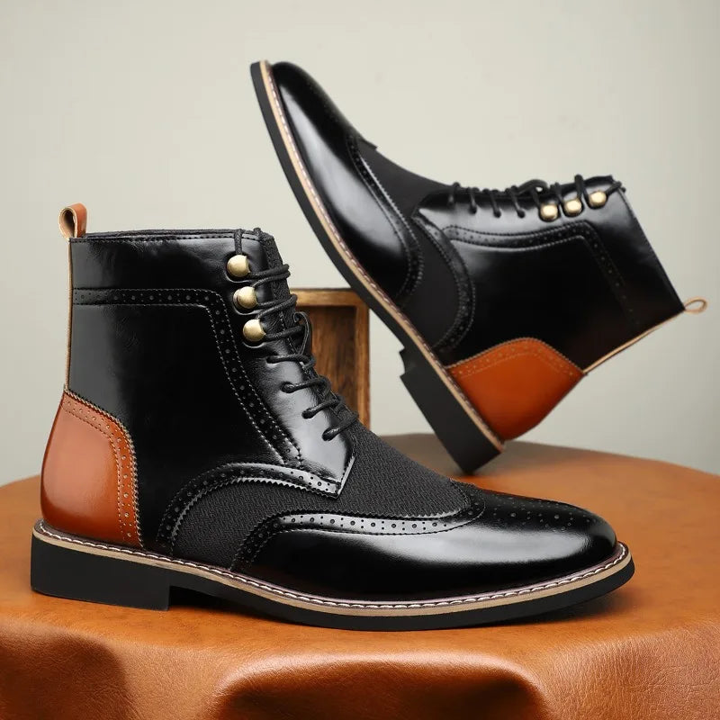 Saint Aurell Aldric Full-Grain Leather Brogue Boots