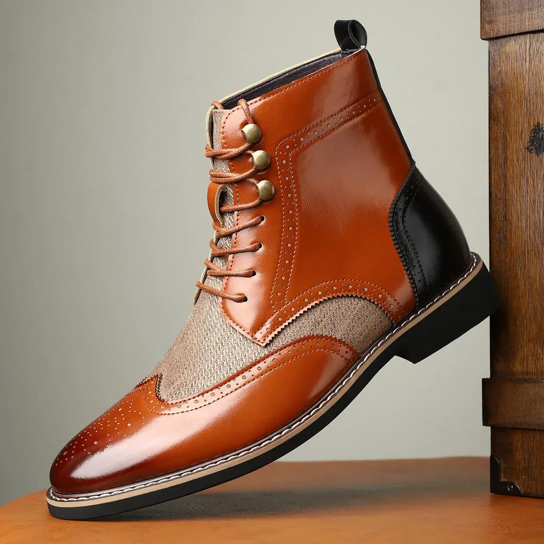 Saint Aurell Aldric Full-Grain Leather Brogue Boots