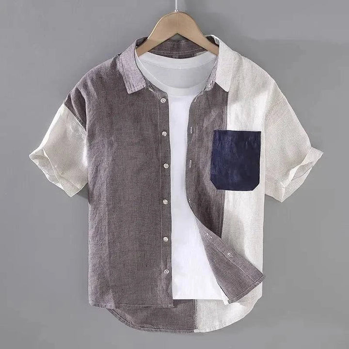 Saint Aurell Aperto Colorblock Shirt Cotton-Linen Relaxed Fit