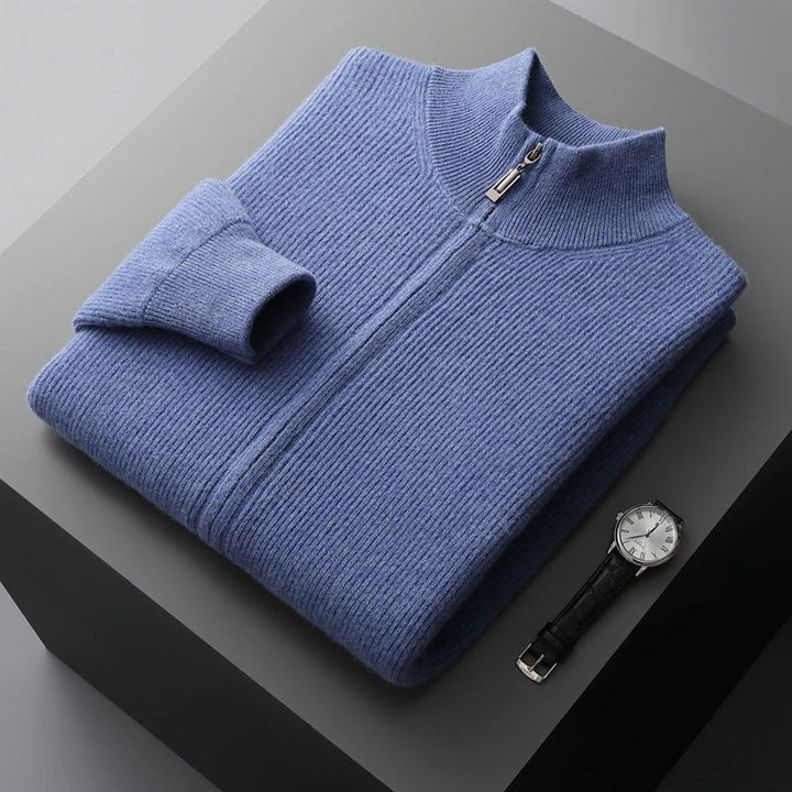 Saint Aurell Valen Cashmere Zip Knit High Collar Sweater