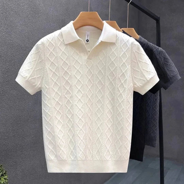Elliot &amp; Stone Blaise Diamond Knit Cotton Polo Shirt