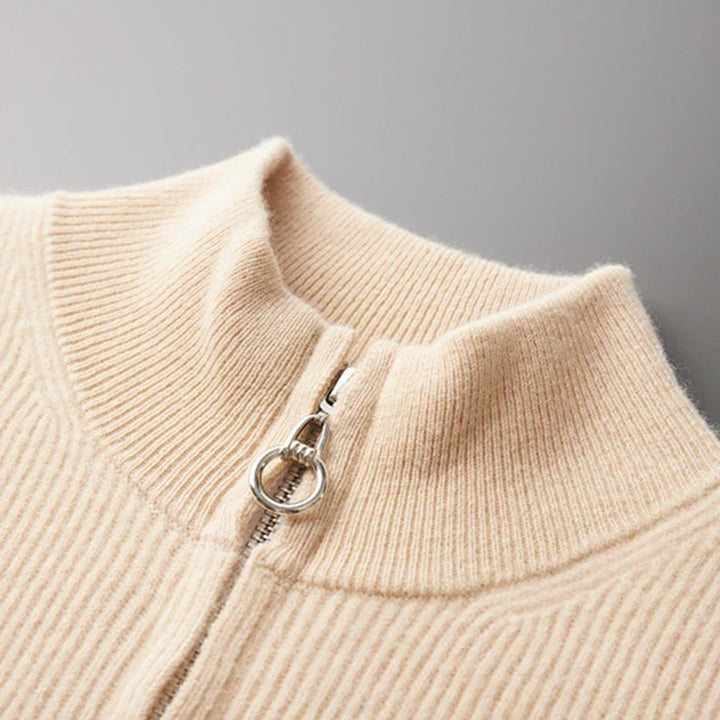 Saint Aurell Valen Cashmere Zip Knit High Collar Sweater