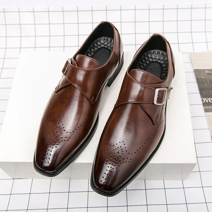 Elliot &amp; Stone Ashford Monk Strap Dress Shoes Perforated Toe