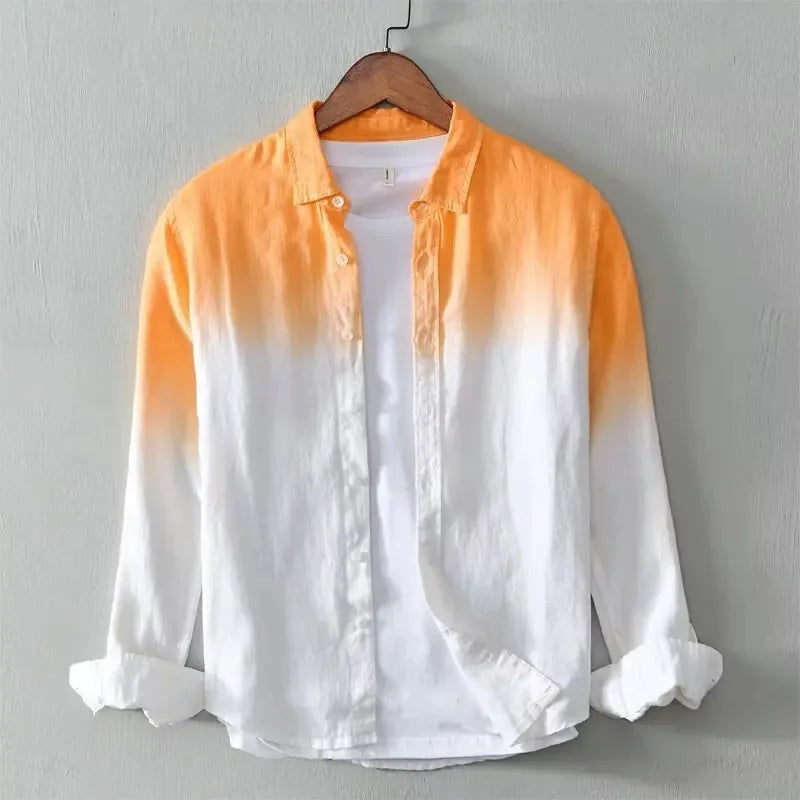 Saint Aurell Harlan Dip-Dye Cotton Button-Down Shirt