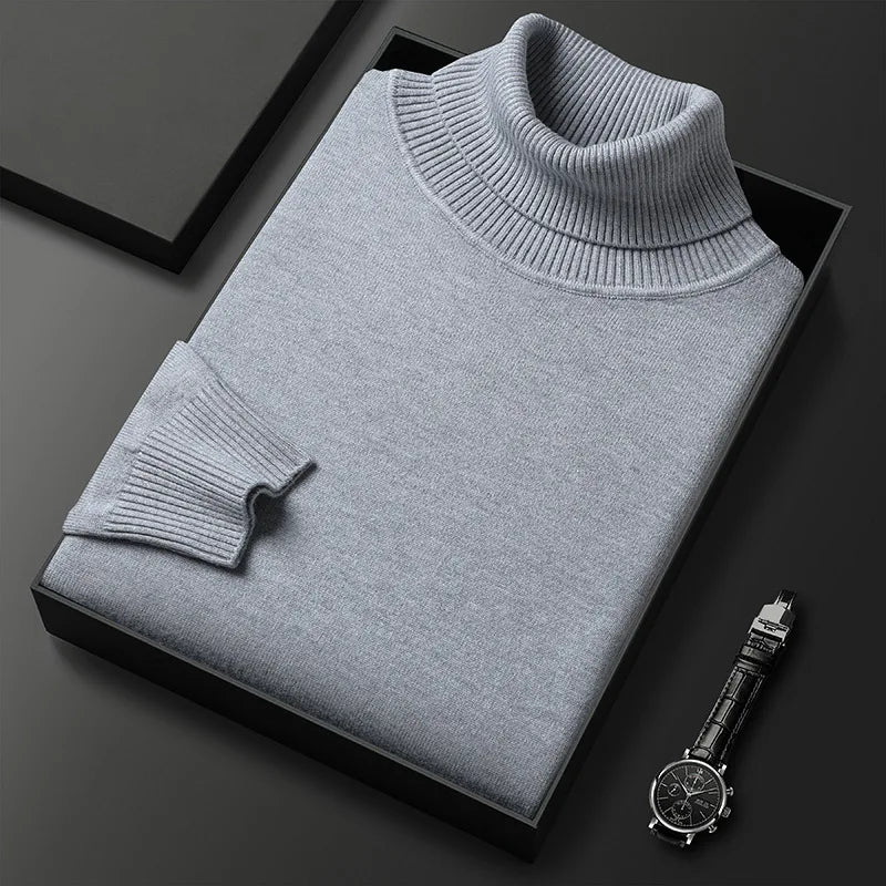 Saint Aurell Marco Slim Turtleneck Cotton Blend Long Sleeve Shirt