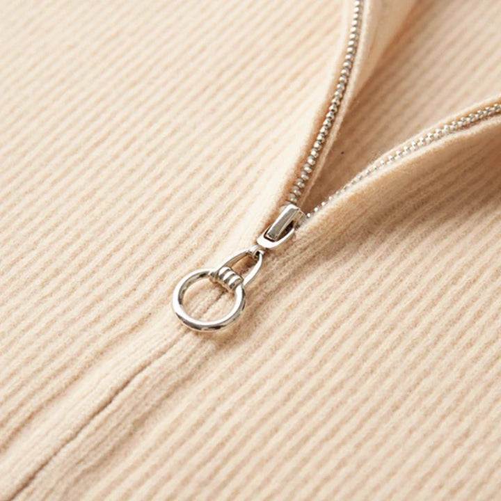 Saint Aurell Valen Cashmere Zip Knit High Collar Sweater