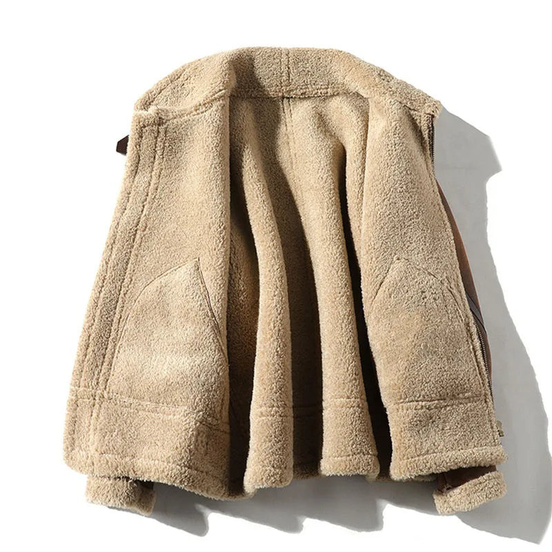 Saint Aurell Aldrich Aviator Jacket Faux-Shearling Suede Brown