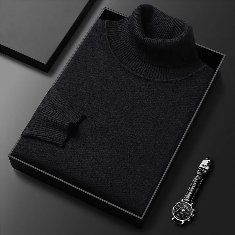Saint Aurell Marco Slim Turtleneck Cotton Blend Long Sleeve Shirt